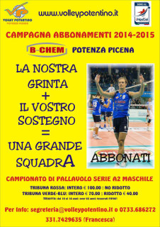 locandina campagna abbonamenti Volley Potentino 2014/15