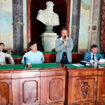 Da sinistra Fucili (Camera di Commercio Macerata), Corradini (Unicam), Martini (Comune S. Severino M.), Pezzanesi (Comune Tolentino), Cruciani (progettista)