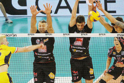 Un momento del match tra Lube Banca Marche Civitanova e Modena