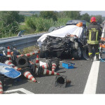 La scena del drammatico incidente sull'autostrada A14 tra Porto Recanati e Civitanova Marche