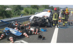 La scena del drammatico incidente sull'autostrada A14 tra Porto Recanati e Civitanova Marche