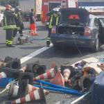 La scena del drammatico incidente sull'autostrada A14 tra Porto Recanati e Civitanova Marche