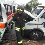 L'incidente tra un'ambulanza e un furgone avvenuto a Corridonia
