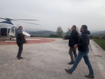 Visita del commissario per la ricostruzione Vasco Errani a Camerino dopo il terremoto del 24 agosto, accolto dal sindaco Gianluca Pasqui e dal vicesindaco Roberto Lucarelli