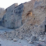Un crollo a Camerino dopo il terremoto di domenica 30 ottobre 2016