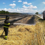 Incendio in un campo di orzo a Pezze
