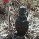 L'ordigno inerte (bomba a mano) ritrovato all'impianto e area ecologica di Fontescodella, a Macerata