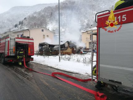 Incendio a Pieve Torina