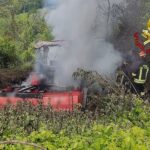 Incendio di un trattore a Tolentino